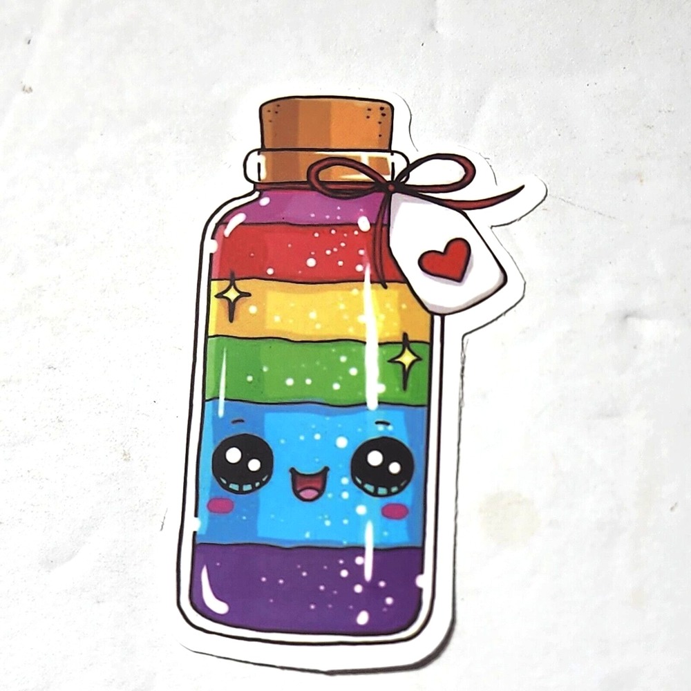 Shopkins rainbow sand in a jar heart tag gay interest Sticker 3 1/4" New